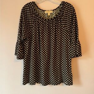 Michael Kors Black & Beige Polka Dot Blouse